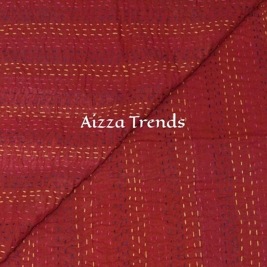 Aizza Trends Handgefertigte Patchwork- und Patola-Arbeit Kantha-Quilt aus reiner Baumwolle - Traditionelle indische Tagesdecke - Vintage Baumwollseide Sari-Quilt