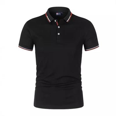 Letní jednobarevné pánské polo tričko plus size lehké plátno stojáček volné s krátkým rukávem