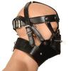 PU Leather Mask with Lock Bondage Fun Headgear Adult Sex Toy Fetish BDSM Slave Femdom Sex Furniture Harness
