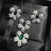 Xiaohongshu Recommends High Jewelry Butterfly Set Imitation Natural Emerald Bow Necklace Ring Stud Earrings