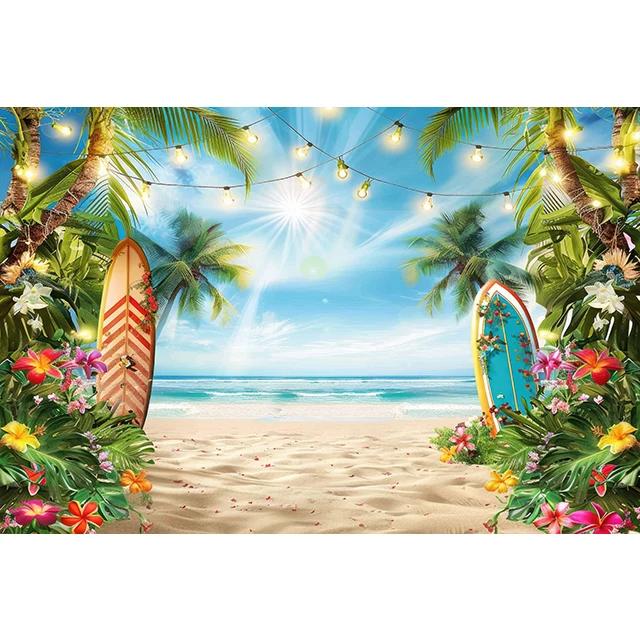 Bonvvie Photography Background Summer Beach Hawaii Luau Aloha Flamingo Holiday Party Decor Birthday Backdrop for Photo Studio