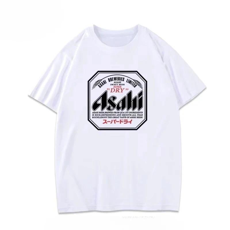 

2026 Summer New Asahi Beer T-shirt Asahi Beer Short-sleeved Japanese Loose Summer Men and Women Couple Casual Sports Top 4XL білий