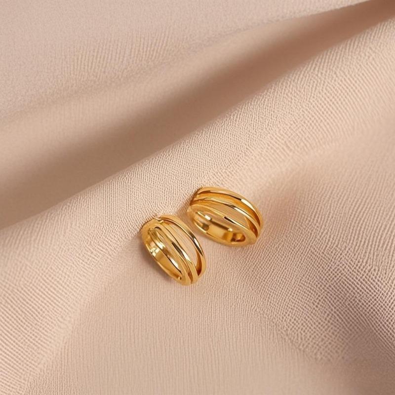 Women 925 Silver Needle Rose Gold Buckle Hoop Earrings Advanced Niche Ear Jewelry