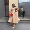 European and American Women's Clothing Summer New Dress Temperament Design Sense Off-the-shoulder Large U-neck Pleated Large Pendulum Dress