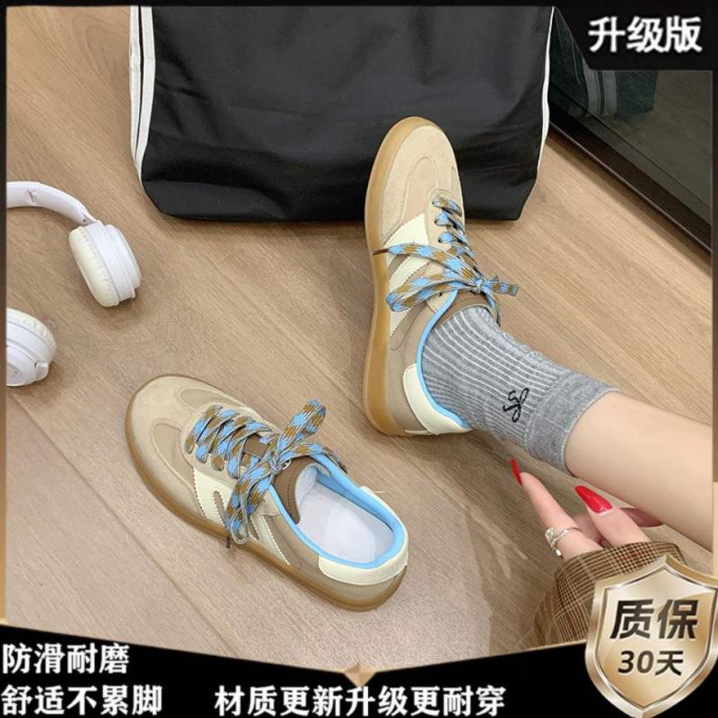 American retro soft color matching German training shoes 2025 spring and autumn new round head flat bottom sports and leisure Forrest Gump shoes