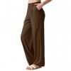 Women's Fashion Solid Color Casual Trousers Wide Leg Pants Loose Cotton And Linen Trousers