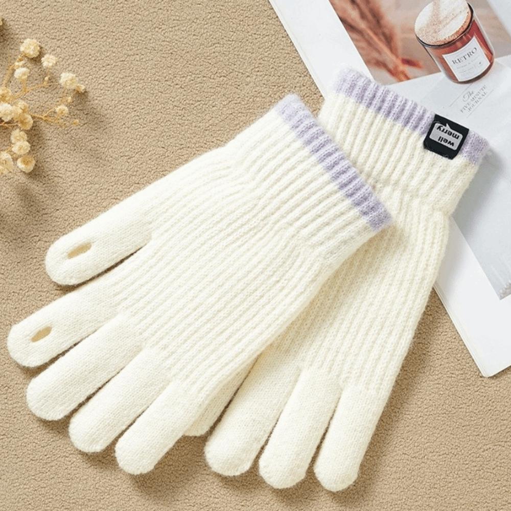 Warm Full Finger Gloves Thumb Opening Women's Mittens Gifts Knitted Gloves  Winter Commuting
