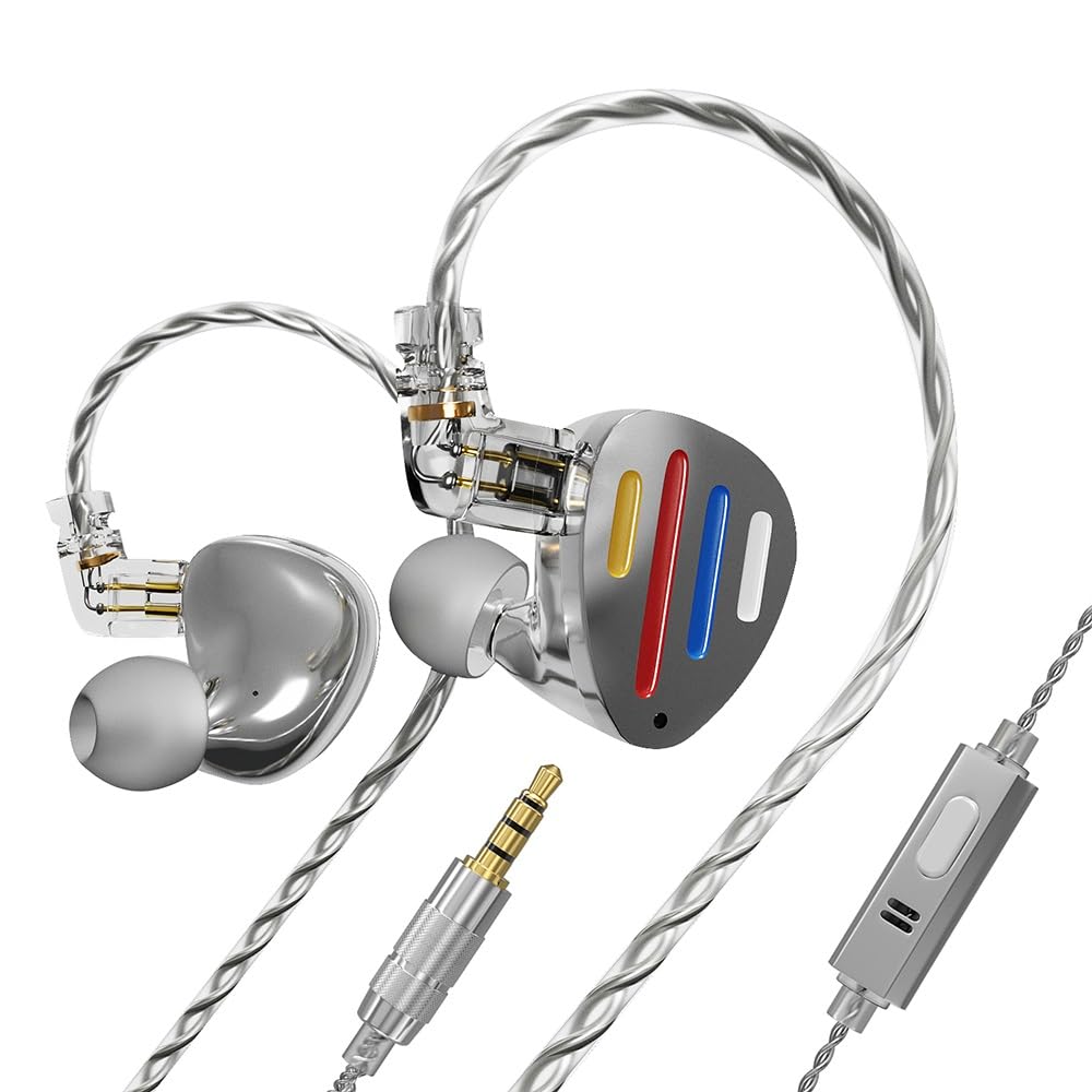 

Hifi Kingdom ND-X12 Hybrid (1DD+5BA) Wired In-Ear Monitors, Silver with Mic