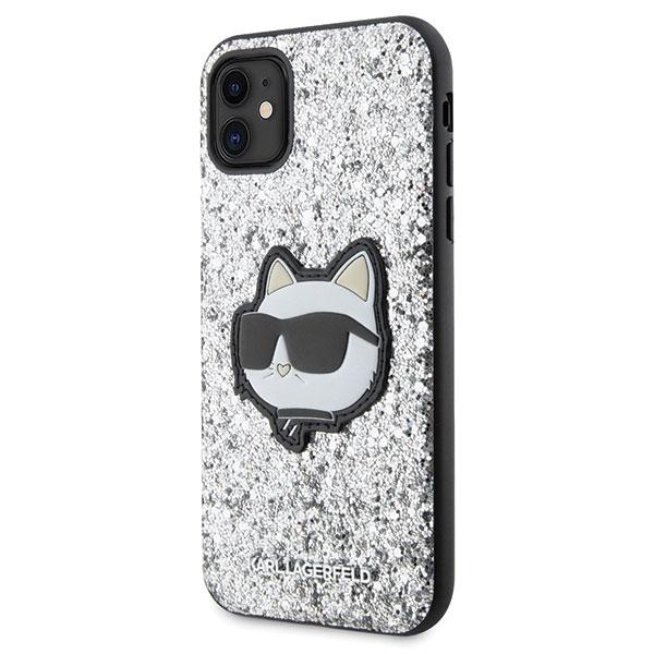 Etui Do iPhone 11 Karl Lagerfeld Glitter Choupette Srebrne