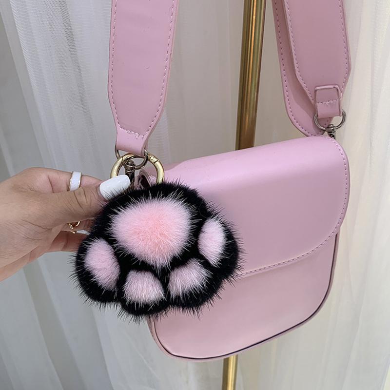 Yogodlns Nydelig fluffy kattepote hårpompon veskeanheng for kvinner jenter søtt dyrepoteanheng på veske