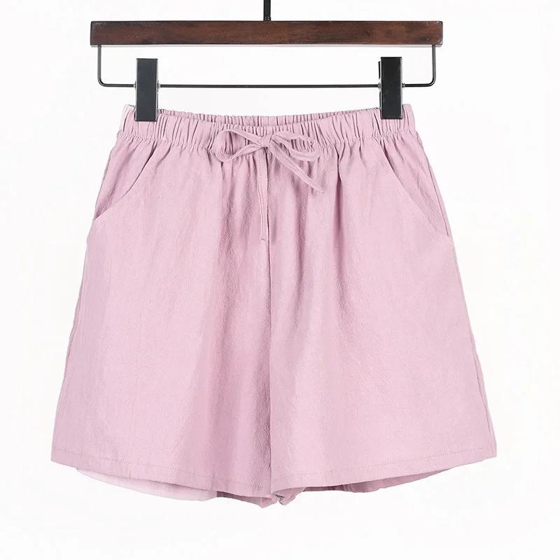 Women High Waisted Casual Linen Shorts Women Gym Workout Shorts Cotton Short Pants Loose-fitting Ladies Short Femme Women Shorts Sport