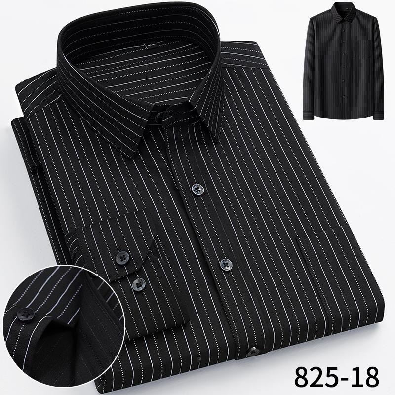 

Men s Bamboo Fiber Long Sleeved Wrinkle-Free Comfortable Breathable Fit Striped Solid Shirts Business Casual Blouses Plus Sized 44