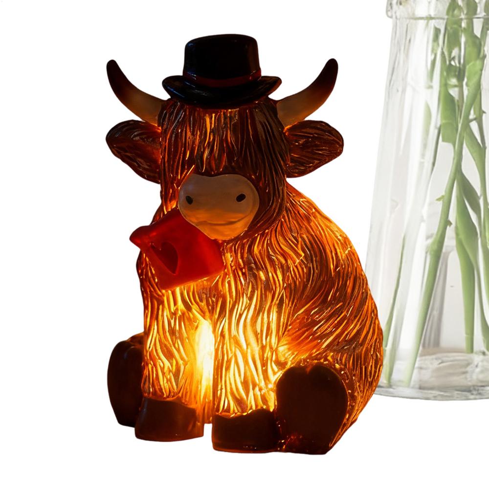 

Cow Night Light Resin Calf Statue Nightlight Light Up Cow Decor For Kitchen Nursery Desk Nightstand Home Counter Bedroom Office