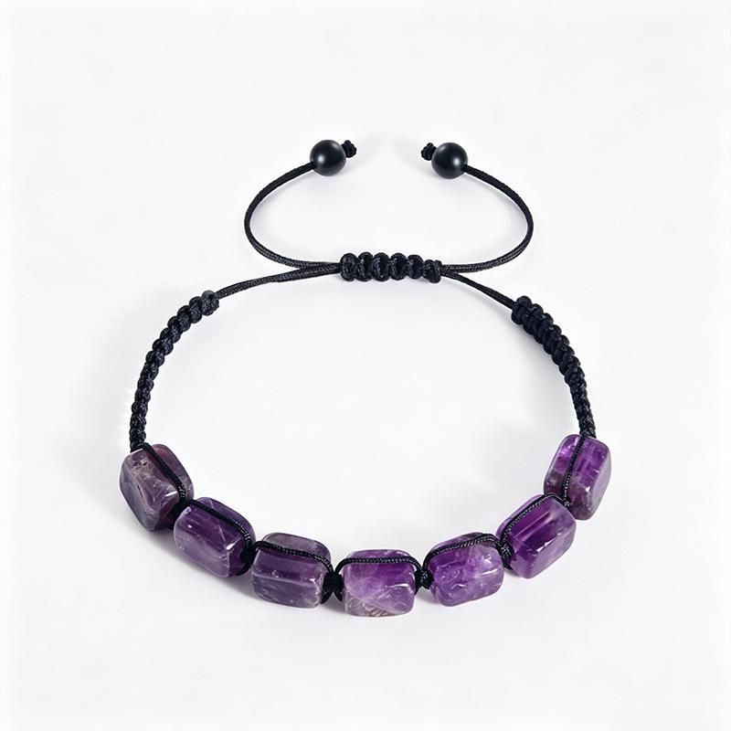 Colorful Natural Stone Bracelet, Adjustable Hand-woven Natural Stone Beads, Woven Bracelet