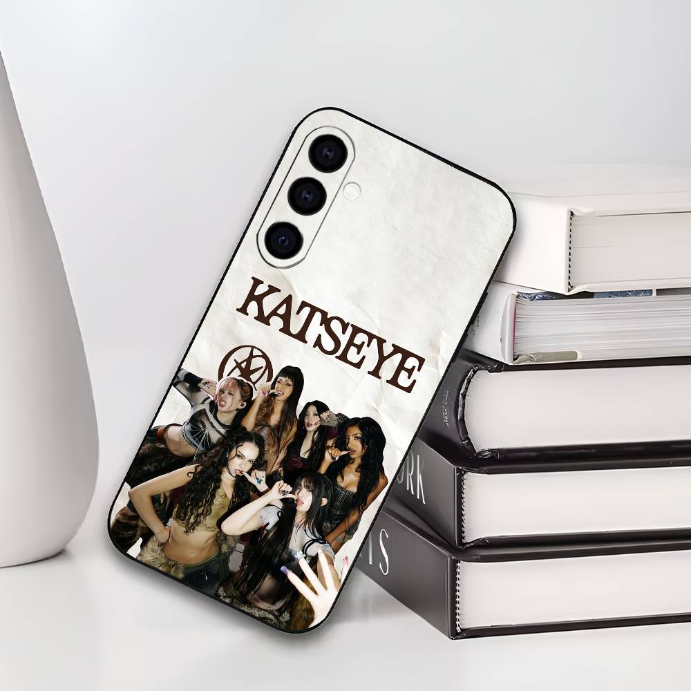 K-KATS-EYE Black Soft Silicone Phone Case for Samsung Galaxy A73/A72/A71/A70/A53/A52/A51 - Global Girl Group Design