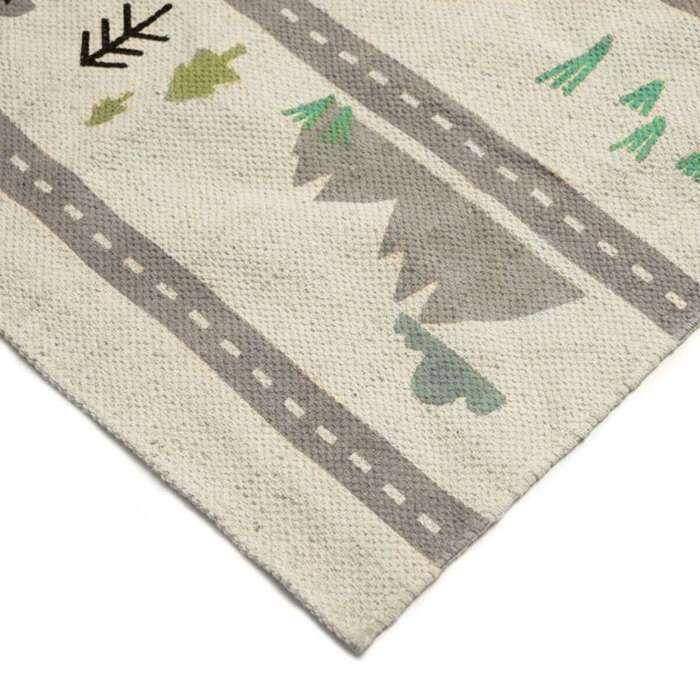 Tapis enfant en coton circuit de voiture multicolore 60x120