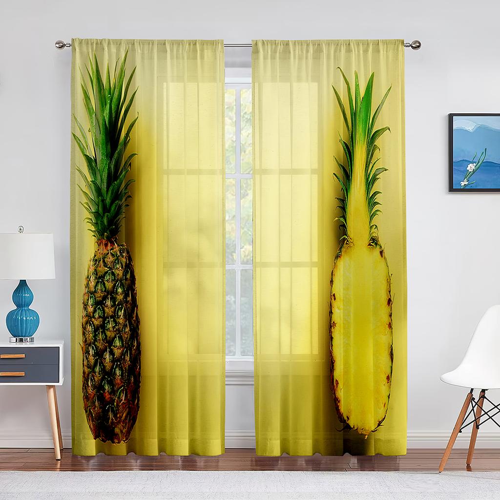 Sommer Ozean Strand Lustige Ananas Tragen Sonnenbrillen Transparente Vorhänge für Wohnzimmer Schlafzimmer Dekoration Fenster Voile Tüll Vorhang