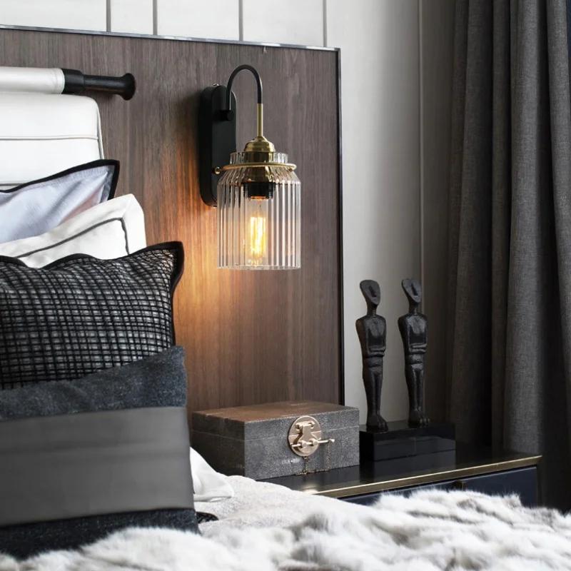 American Style Vintage LED Bathroom Mirror Light Waterproof Glass Lampshade Bedroom Stair Bedside Retro Wall Lamp Sconce