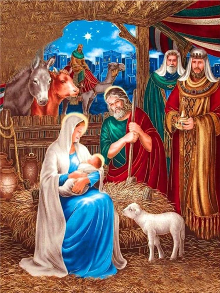 Virgin Mary and Jesus Diamond Painting 5D Diy Cross Embroidery Art Water Diamond Embroidery Religious Wall Decoration