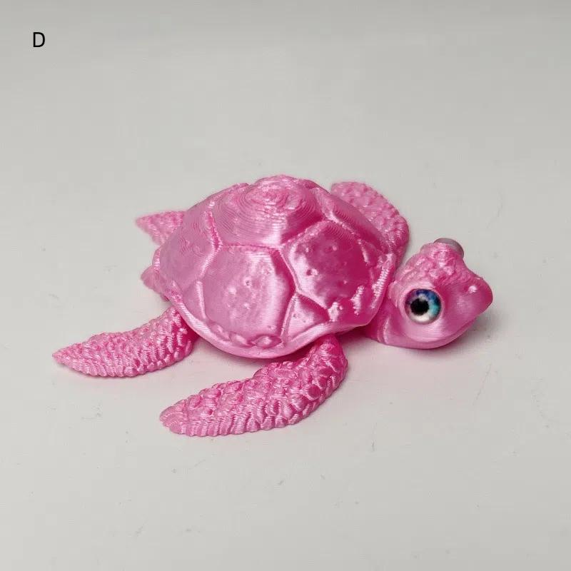 Figurines de Tortue Imprimées en 3D Articulations Mobiles Collection Créative Ornements Décoration de Bureau Cadeaux de Fête