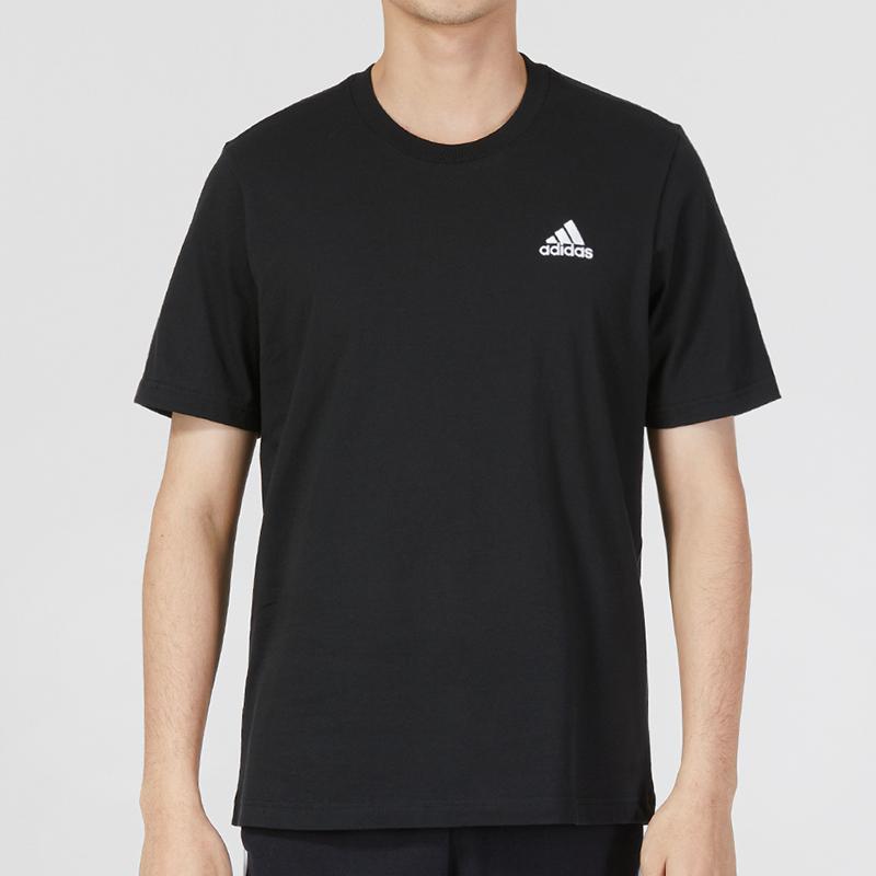 Adidas Logo Print Sports Casual Crew Neck Short Sleeve T-Shirt And Knitted Cuffed Sports Pants Set Men Tops, Bottoms Black IC9282+GK9226