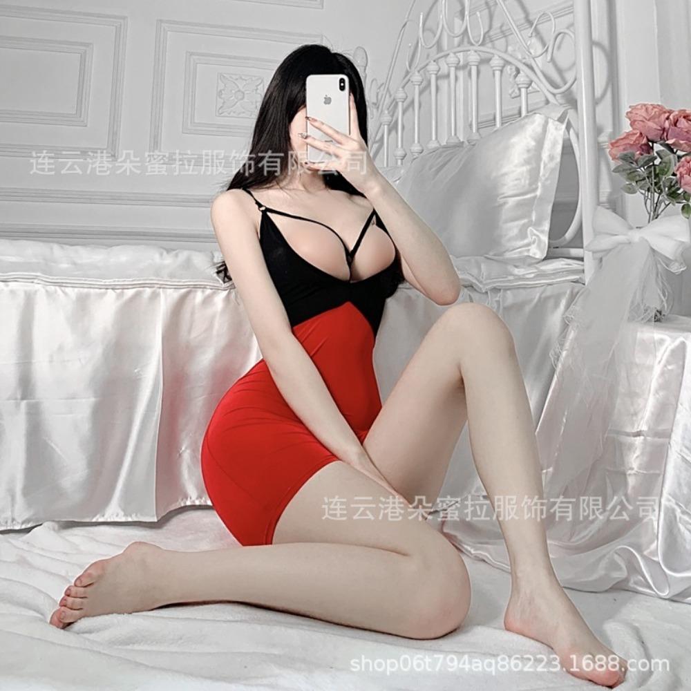 Domila Sexy Ice Silk Transparent Tight Nightclub Beauty Chest Lace-up Short Skirt Princess Ktv Mini Small Skirt Hip-length Skirt