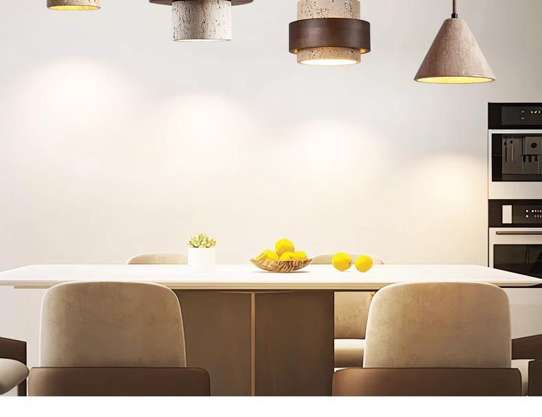 Yellow Travertine Wabi-sabi Chandelier: Mid-century Retro Style for Restaurants, Bars, and Dining Tables