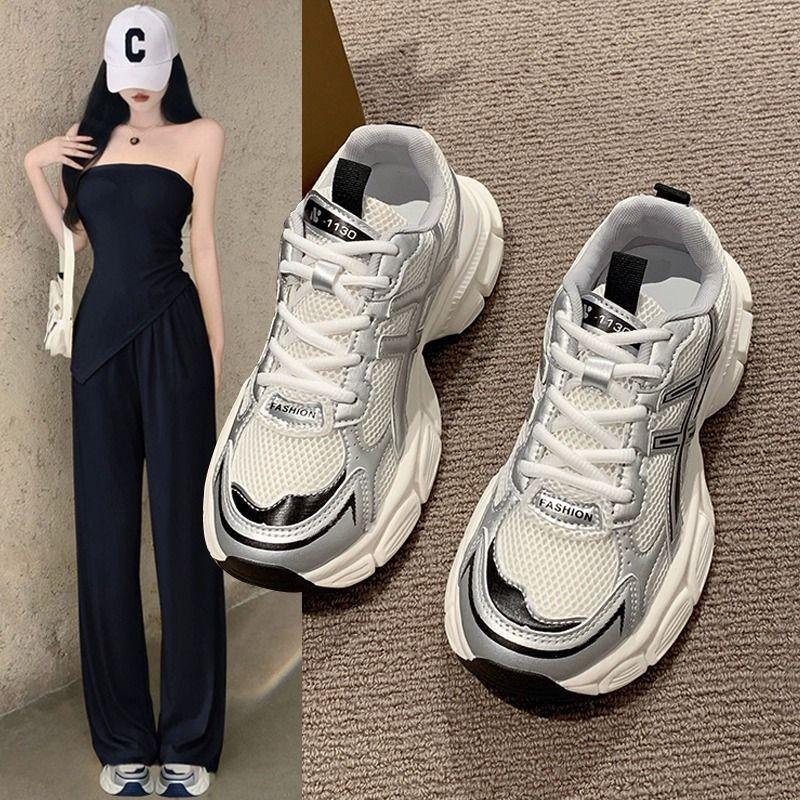 

thick-soled women s spring and summer new versatile and light running fried street mesh breathable sports shoes women s tide 35 чорний