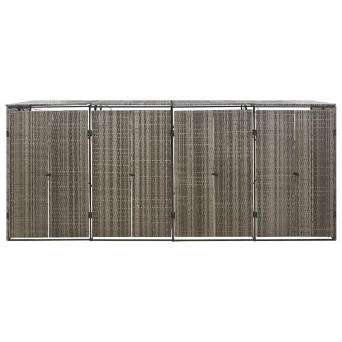 VidaXL Abri pour poubelle quadruple Gris 274x80x117 cm Résine tressée 319867