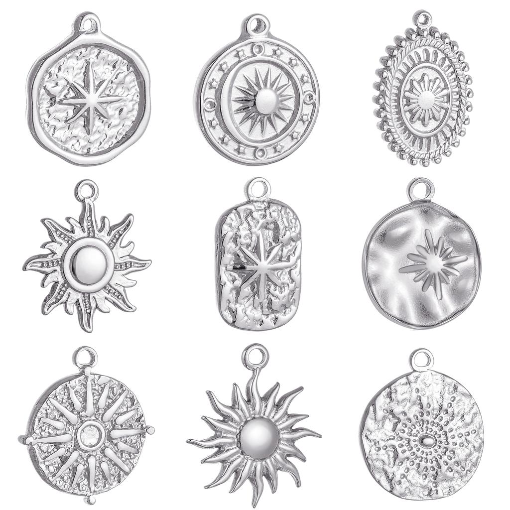 3pcs/Lot Stainless Steel Casting Sunburst Sun Moon Star Charms Pendant For DIY Necklace Bracelet Earrings Jewelry Accessories