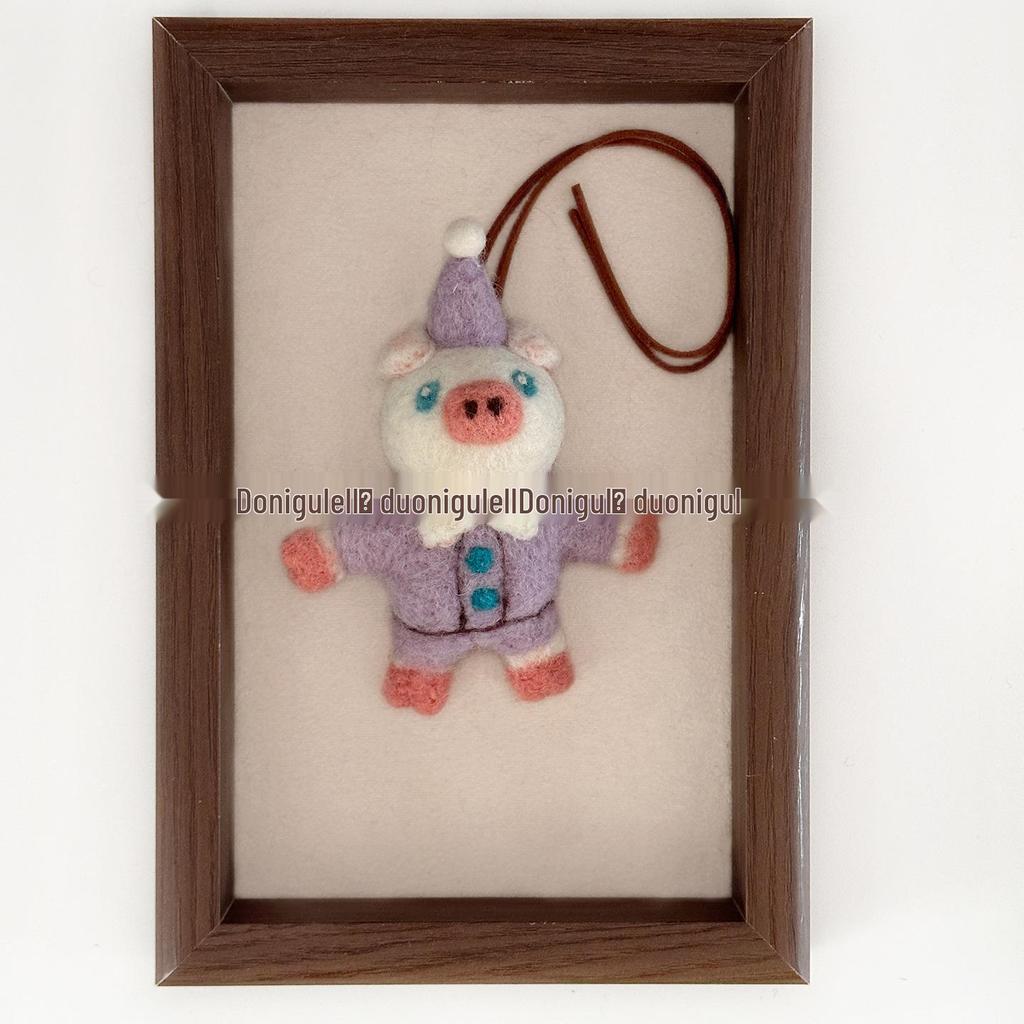 Handmade Wool Felt Cute Pig Ornament Keychain and Bag Charm
