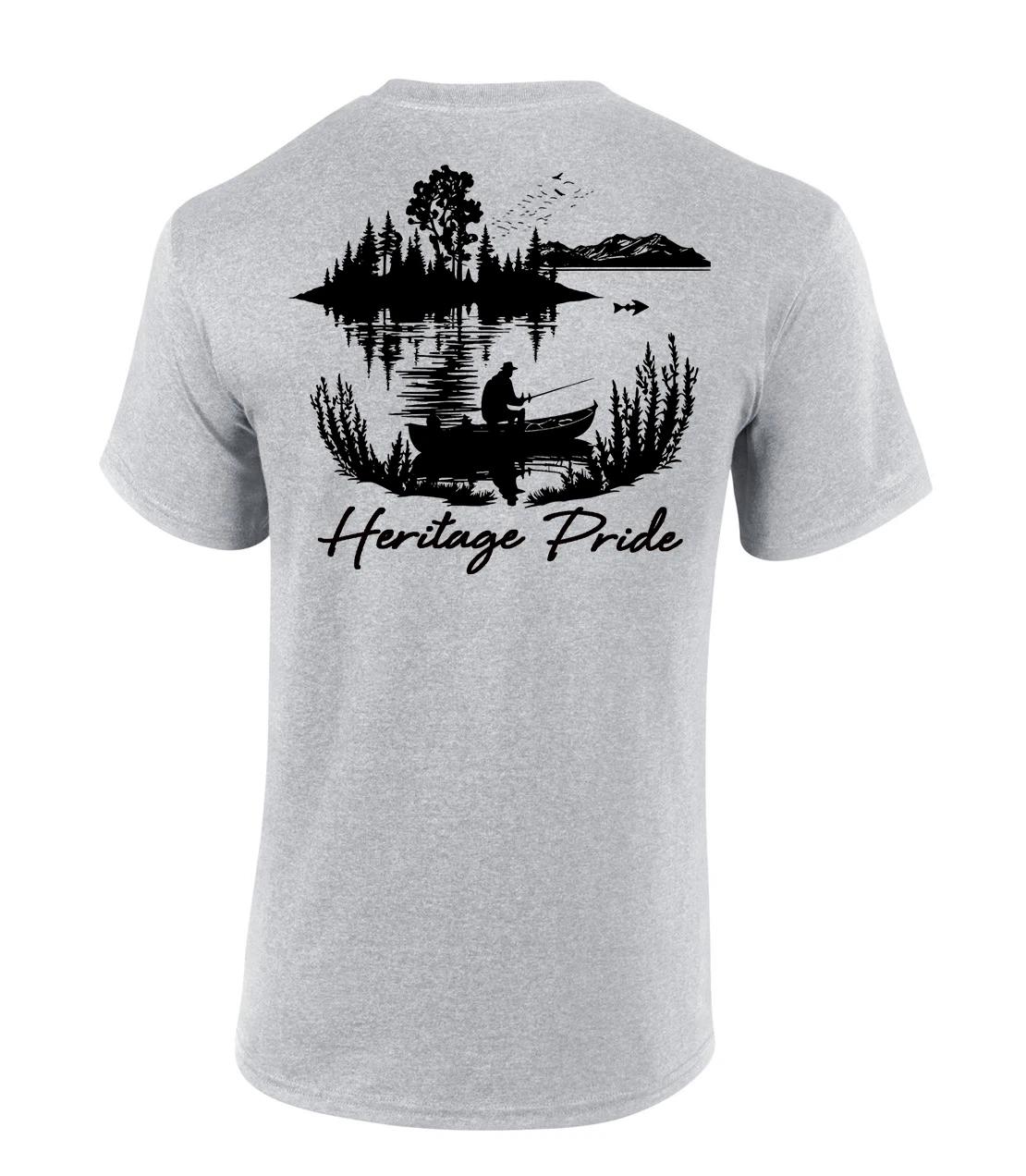 

Heritage Pride Lone FIsherman Outdoors Fishing Short Sleeve T-Shirt M
