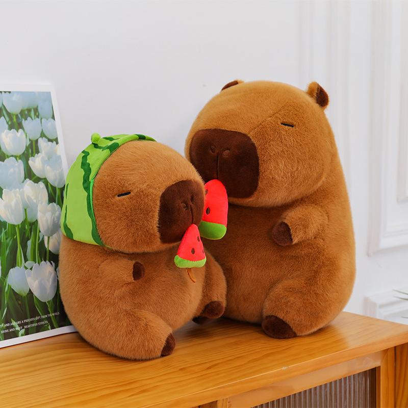 

Capibara Doll Stretchable Hat Watermelon Capybara Plush Toy Doll Gift 30cm