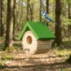 Creative Waterproof Hanging Wooden Bird House Ventilation Decorative Bird Breeding Box with Hanging Rope Bird Nest Box Courtyard