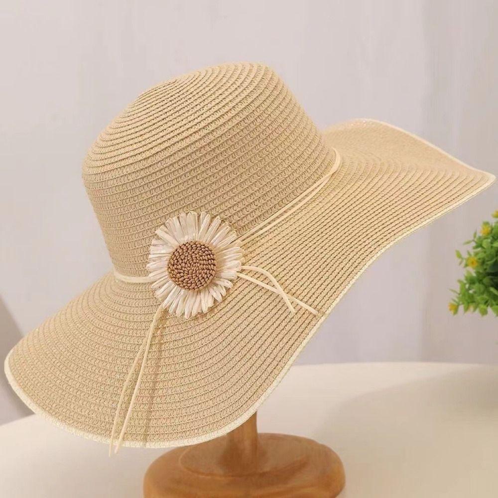 Spring Summer Bohemian Straw Hat Wide Brim Women's Sun Hat Ins Folding Straw Hats  Outdoor