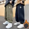 Boys' Autumn and Winter Plus Velvet Corduroy Pants, One-piece Velvet Trousers, Sweatpants, Big Children's Spring and Autumn Casual Pants