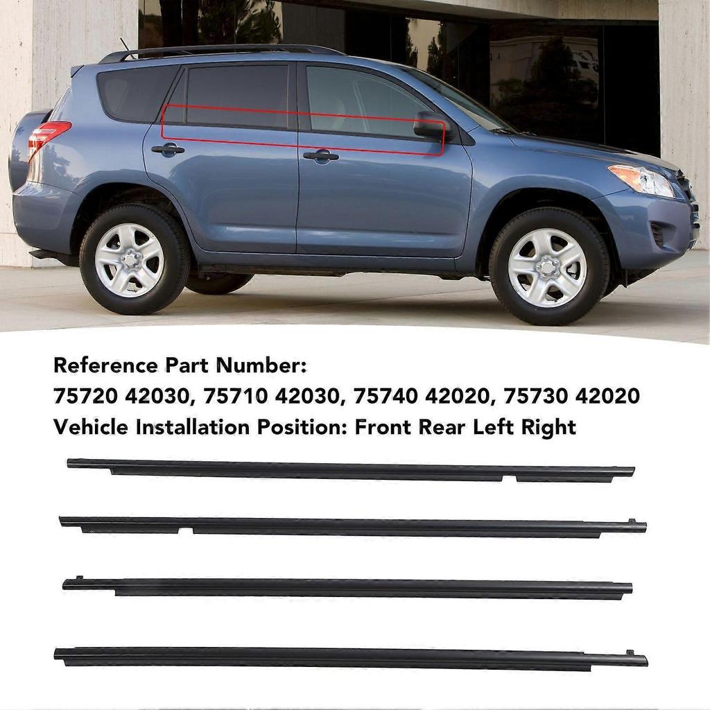 4PCS Window Weatherstrips 75740 42020 Front Rear Left Right Car Window Moulding Trim Replacement for Toyota RAV4
