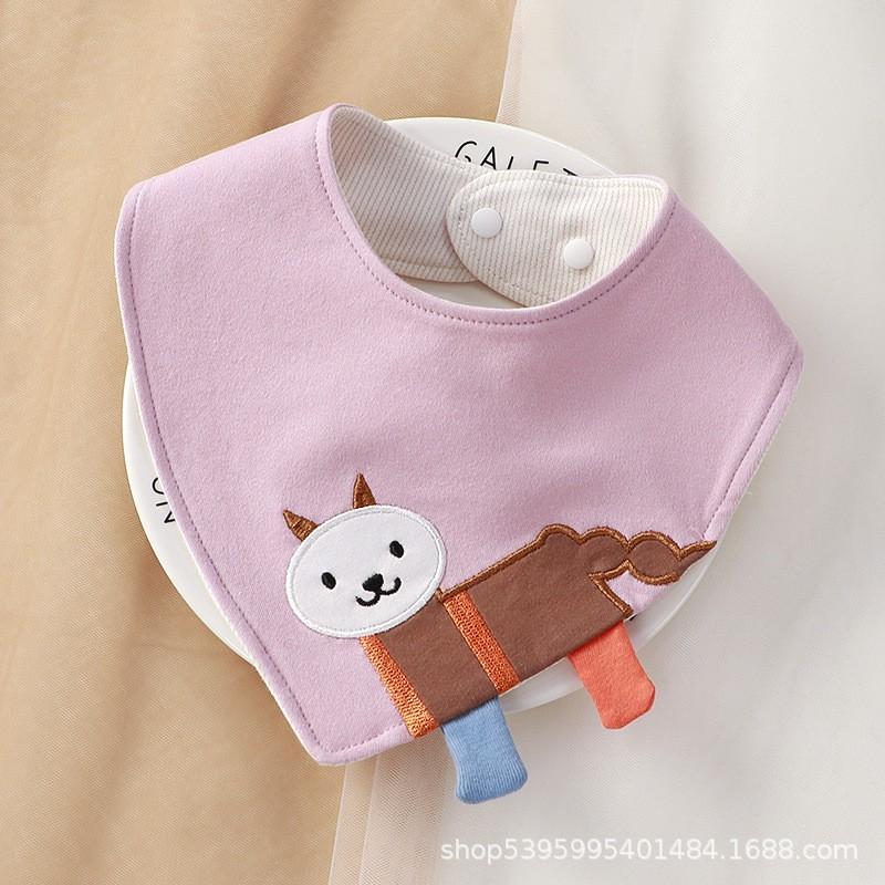 Soft Cotton Baby Bib With Snap Cartoon Animal Print Triangle Drool Towel Infants Toddlers 0-3 Years