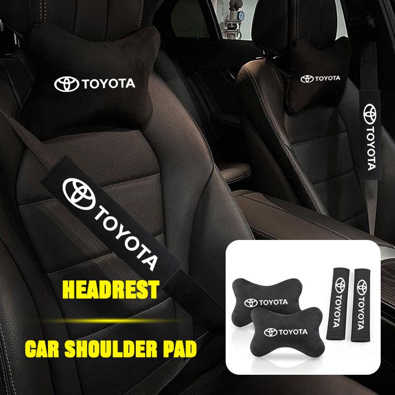 Suede Car Headrest Seat Belt Shoulder Cover Protect Strap Pad For Toyota Corolla Camry RAV4 CHR Yaris Prius Prado Auris Avensis