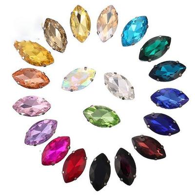 7x15mm Crystal Horse Eye Shaped Sewing Button Decor DIY Crafts 20pcs Mixed Color