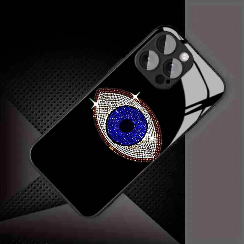 Vogue Dark Blue Eyes Tempered Glass Phone Case For Samsung Galaxy S26 Ultra S25 S24 Plus 5G S23 FE S25 Ultra Protection Cover