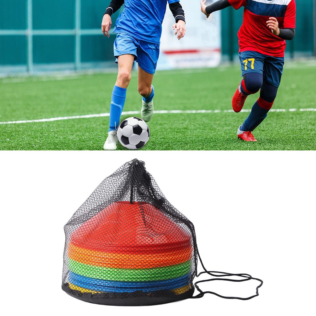 50 Pack Agility Soccer Cones Different Colored Cone Markers with Carry Bag and Holder for Sports Training Practice