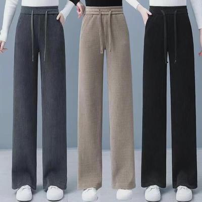 Pantaloni larghi in velluto a coste 2024 a vita alta e gamba larga per primavera, autunno e inverno