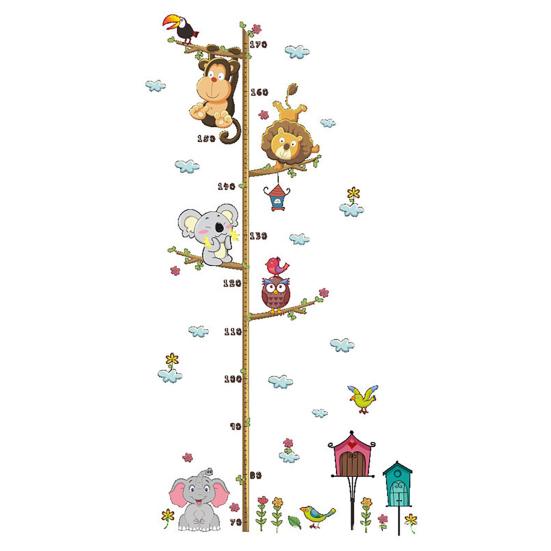 Cartoon Animal Wall Sticker Height Measurement Tree Ruler Wall Decals Peel And Stick Wall Art Decor for Nursery Kids Bedroom Living Room A