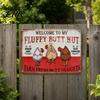 Barn And Coop Wall Art Fluffy Butt Hut Farm Sign, Vintage Chicken Metal Outdoor Sign Weatherproof Rustic Art, for Kitchen Backyard Farmhouse