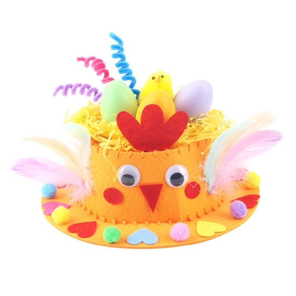Handmade Decorations Easter Hats Colorful Eggs Bunny Chick Cartoon Cap DIY Craft Kit  Easter Party