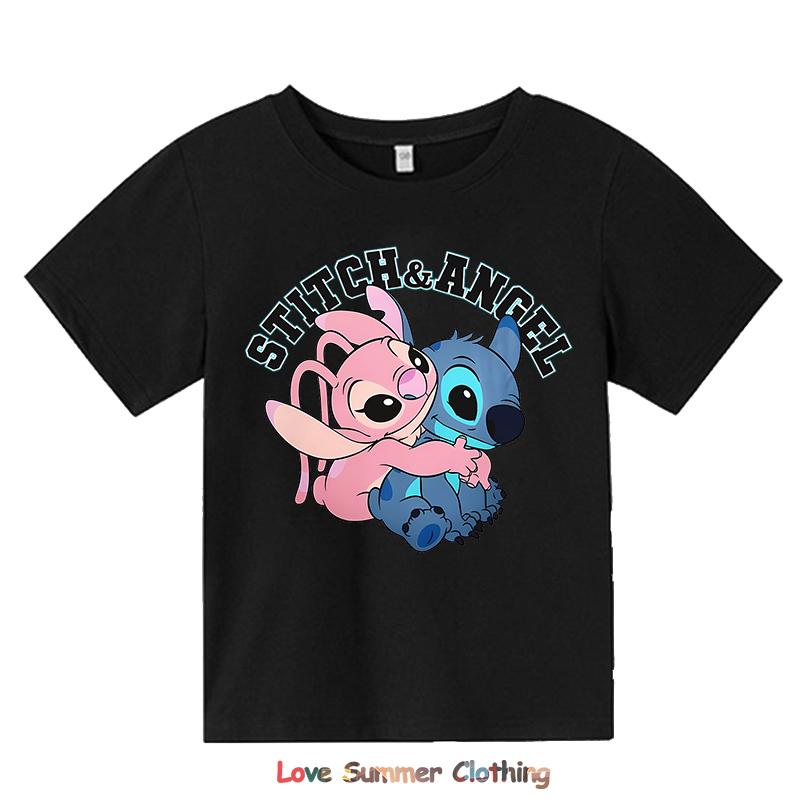 

2026 Худі для хлопчиків та дівчаток Подарунок на день народження Дитячі худі Стіч HD-друк Ангел Стіч Повсякденні з круглим вирізом з довгим рукавом 4-14 років 140