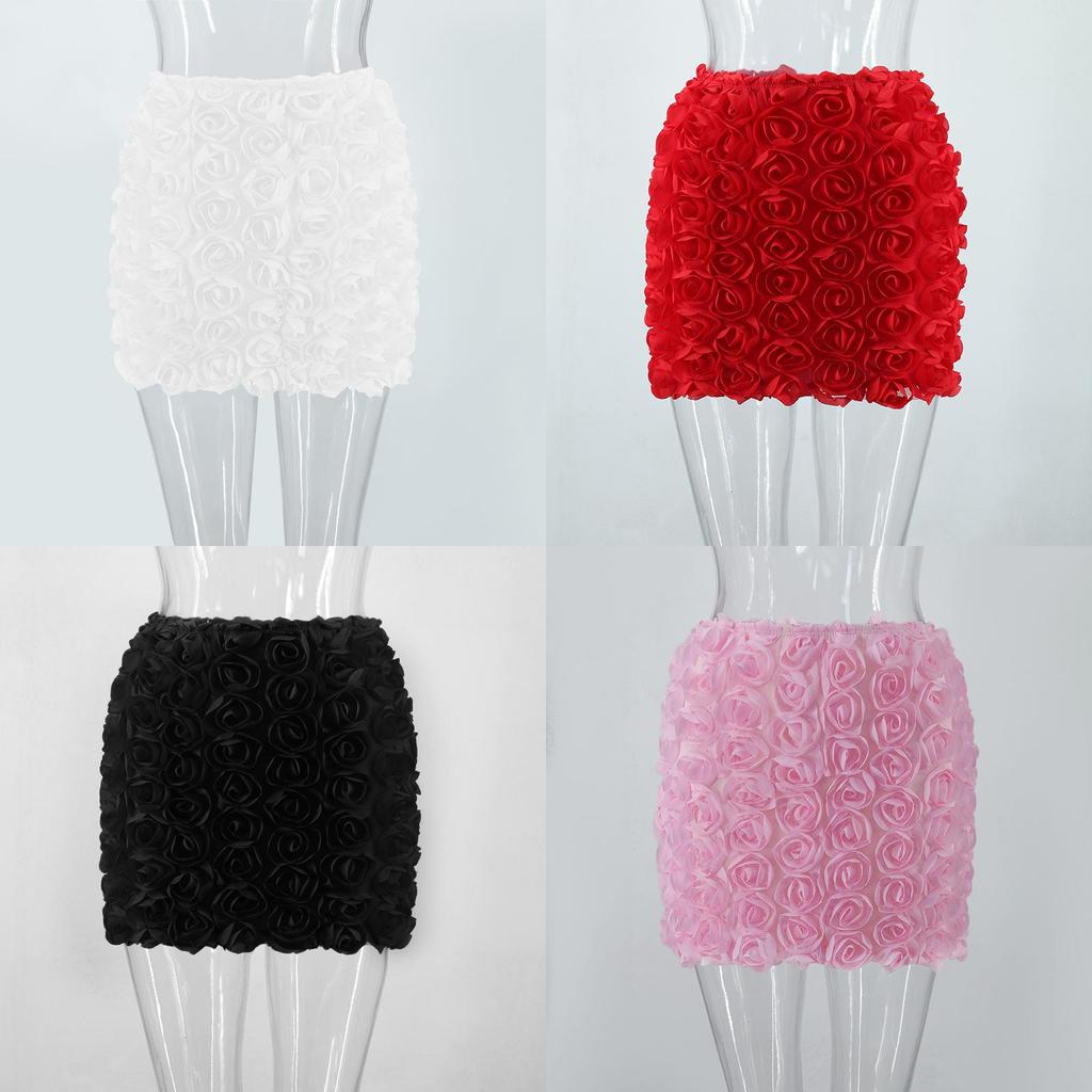 Moda de Discoteca para Mujer Minifalda con Estampado Floral 3D y Tejido Elástico para Uso Casual