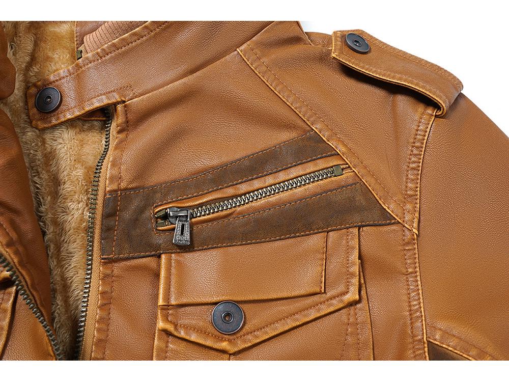 Men's European-Style PU Leather Hooded Jacket, Winter Plus Velvet, New Arrival
