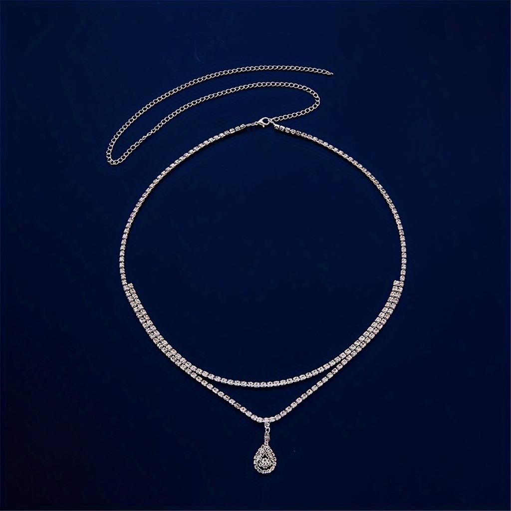 Double Layer Waterdrop Pendant Waist Chain Body Jewelry For Women Beach Party Daily Wear Elegant Accessory